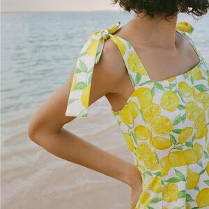 New without tags . Linen blend printed lemon mini dress